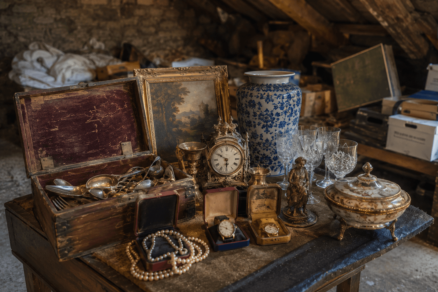 Objets de valeur retrouvés dans une cave ou un grenier